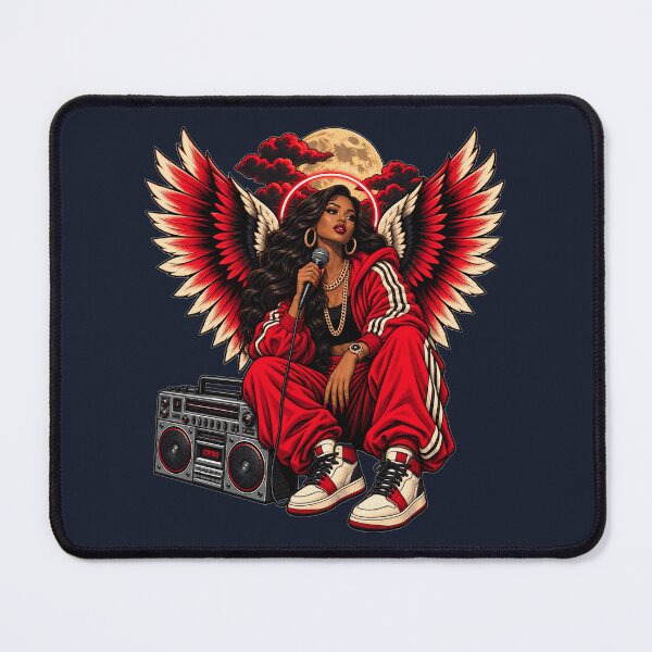 Item preview, Black Girl Magic Angel – Hip Hop Wings Under the Golden Moon designed and sold by KungPowUnicorn.