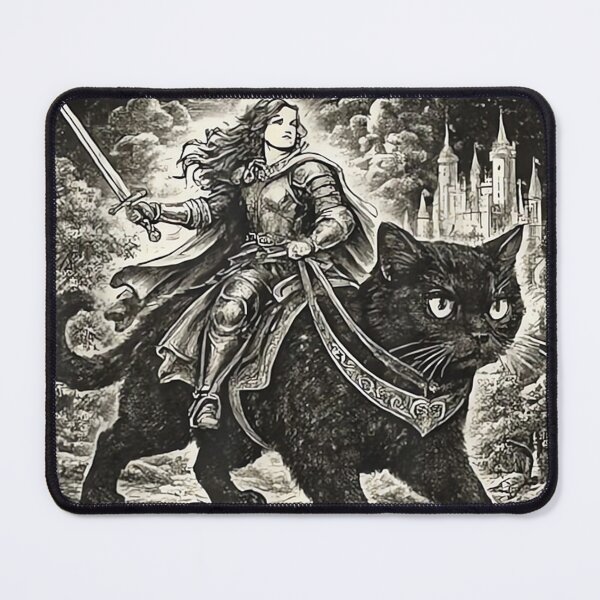 Item preview, Hear Ye Fun Aunt Has Arrived Knight Riding Black Cat Kitten designed and sold by sanasoniro.