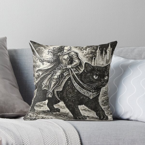 Item preview, Hear Ye Fun Aunt Has Arrived Knight Riding Black Cat Kitten designed and sold by sanasoniro.