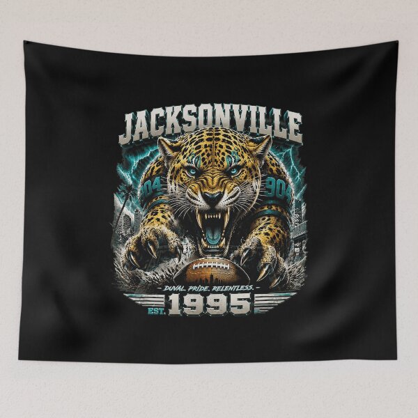 Item preview, Jacksonville Skeleton Football Rider Jaguar Retro Tee designed and sold by KyleStaff82779.