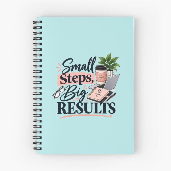 Item preview, Small Steps Big Results Motivational Office Productivity Quote designed and sold by Artisan Vibes.