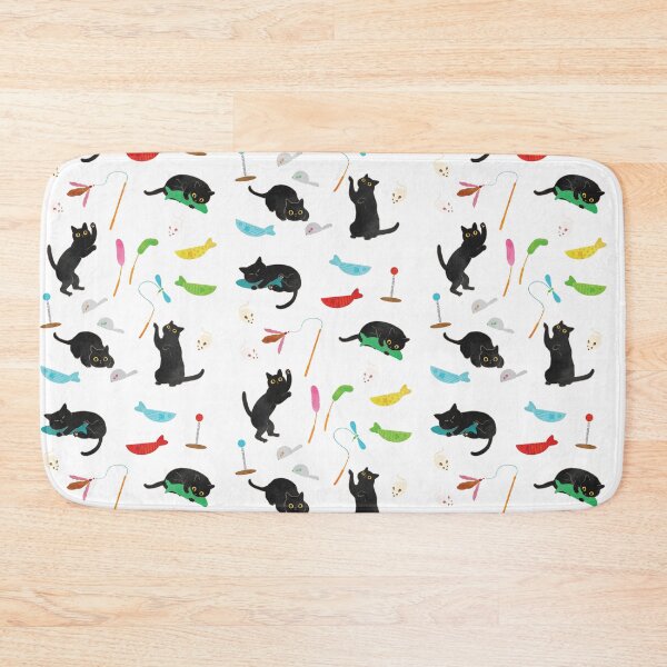 Item preview, Playful Black Cats and Colorful Toys Seamless Pattern designed and sold by chillaxcats.