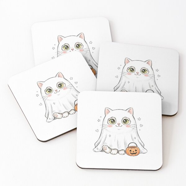 Item preview, Funny Ghost Sheet Cat Halloween Costume Cute Kawaii Halloween designed and sold by KreatoLab.