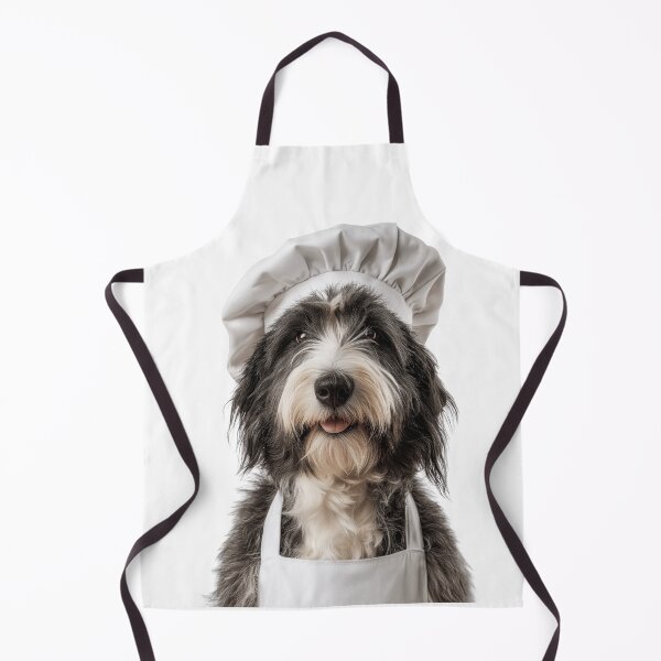 Item preview, Polish Lowland Sheepdog Chef Dog Funny Cooking Apron Hat designed and sold by LazyOwlStore.