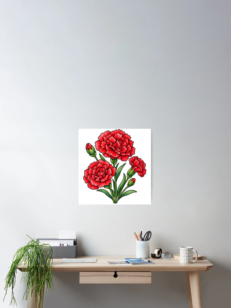 Thumbnail 2 of 3, Poster, Carnations  designed and sold by GraphicsClub.