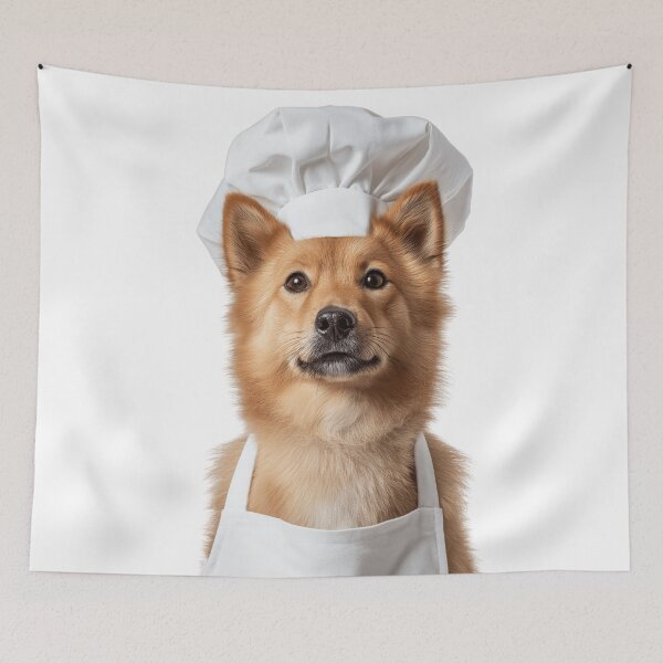 Item preview, Finnish Spitz Chef Dog Funny Cooking Apron Hat Cute Pet Portrait designed and sold by LazyOwlStore.