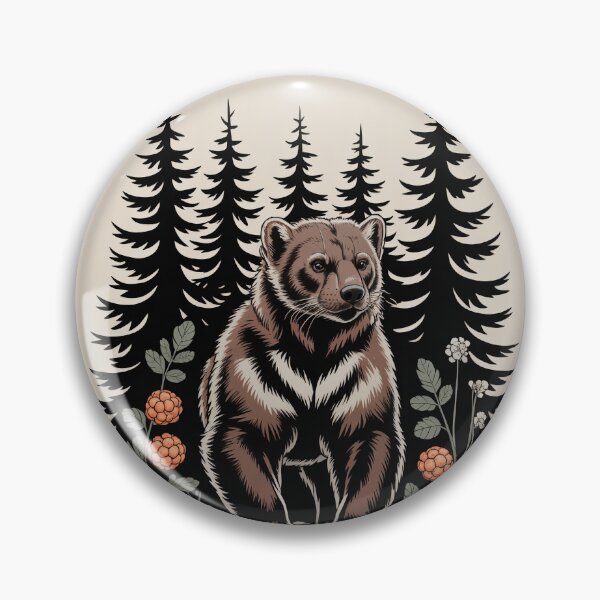 Item preview, Wolverine in the Forest with Cloudberries - Wildlife Nature Illustration Art designed and sold by NuvoraNest.