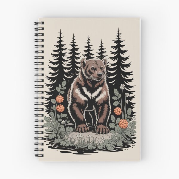 Item preview, Wolverine in the Forest with Cloudberries - Wildlife Nature Illustration Art designed and sold by NuvoraNest.