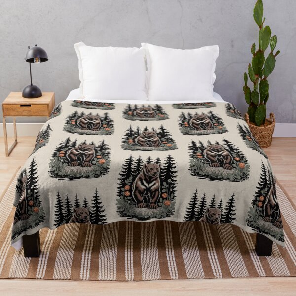 Item preview, Wolverine in the Forest with Cloudberries - Wildlife Nature Illustration Art designed and sold by NuvoraNest.