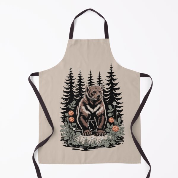Item preview, Wolverine in the Forest with Cloudberries - Wildlife Nature Illustration Art designed and sold by NuvoraNest.