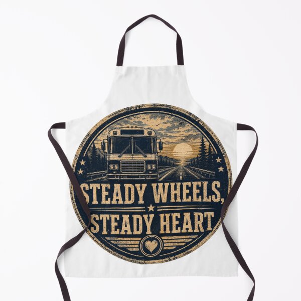 Item preview, Steady Wheels Steady Heart - Vintage Bus Driver & Road Trip Retro Badge Design designed and sold by Haque Designs.