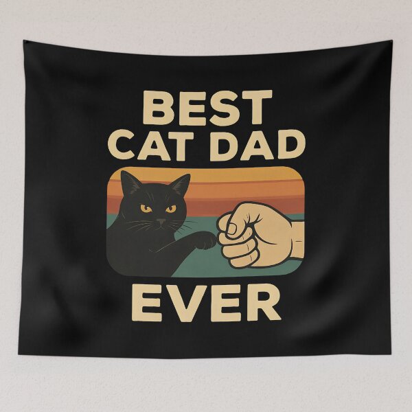 Item preview, Best Cat Dad Ever Retro Sunset Fist Bump designed and sold by OlyvieArt.