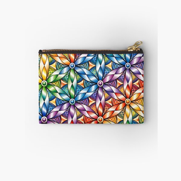Item preview, Rainbow Stained Glass Floral Pattern – Colorful Geometric Flower Art Print designed and sold by Kaleidoscope Print.