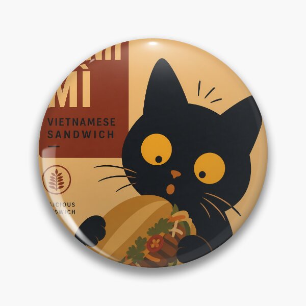 Item preview, Black Cat Eating Banh Mi - Retro Vietnamese Sandwich designed and sold by PurrfectHome.
