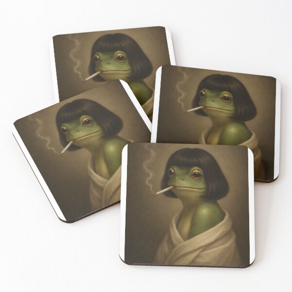 Item preview, Funny Frog Smoking Cigarette Vintage Portrait designed and sold by RigyIllustrates.