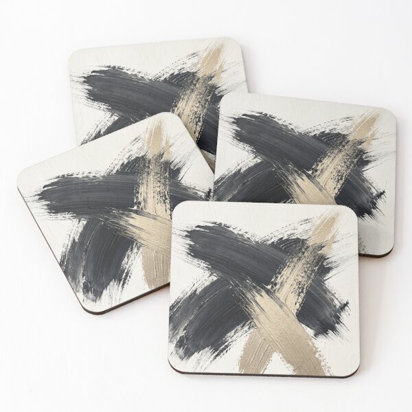 Item preview, Abstract Minimalist Charcoal and Champagne Gold Brushstrokes designed and sold by Zaramodo.
