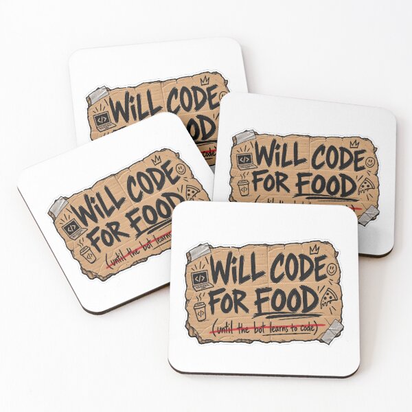 Item preview, Will Code for Food Programmer Humor designed and sold by JMDG Studio.