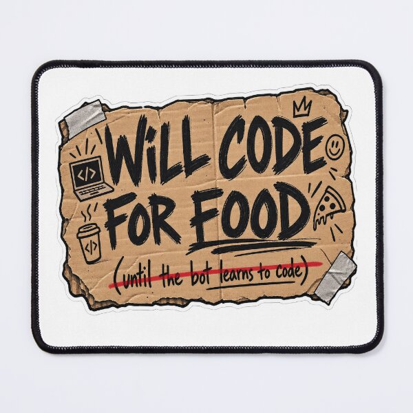 Item preview, Will Code for Food Programmer Humor designed and sold by JMDG Studio.