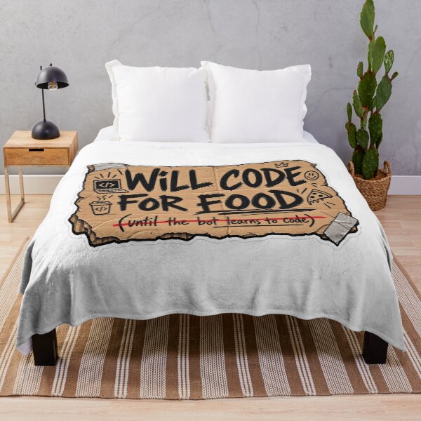 Item preview, Will Code for Food Programmer Humor designed and sold by JMDG Studio.