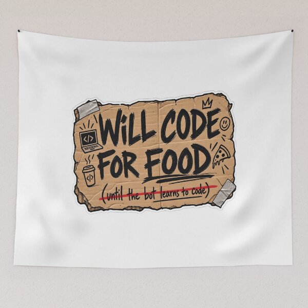 Item preview, Will Code for Food Programmer Humor designed and sold by JMDG Studio.