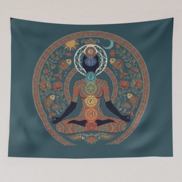 Item preview, Warli Chakra Meditation – Sacred Indian Folk Art & Inner Peace Mandala designed and sold by Chirayu1111.