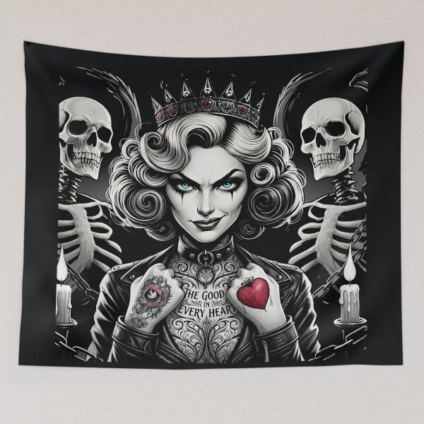Item preview, Gothic Queen Skeleton Crown Tattoo designed and sold by Voodoo Store Paranormal Collections.