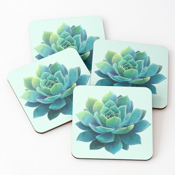 Item preview, Teal Green Succulent Botanical Illustration designed and sold by jianina-alondra.