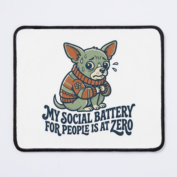 Item preview, My Social Battery For People Is At Zero Cute Anxious Chihuahua Retro Introvert Quote designed and sold by raedattia.