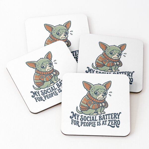 Item preview, My Social Battery For People Is At Zero Cute Anxious Chihuahua Retro Introvert Quote designed and sold by raedattia.