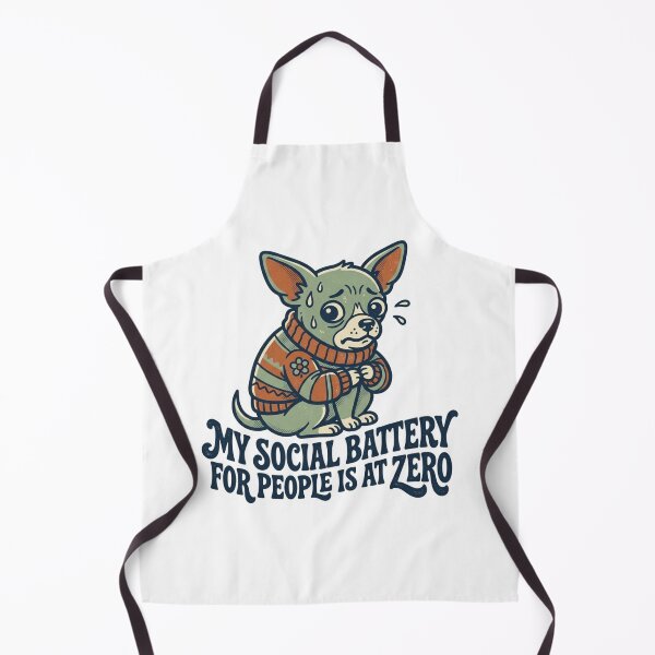 Item preview, My Social Battery For People Is At Zero Cute Anxious Chihuahua Retro Introvert Quote designed and sold by raedattia.