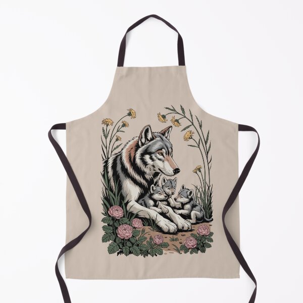 Item preview, Wolf Mother and Cubs in Wildflowers - Nature Illustration Art designed and sold by NuvoraNest.