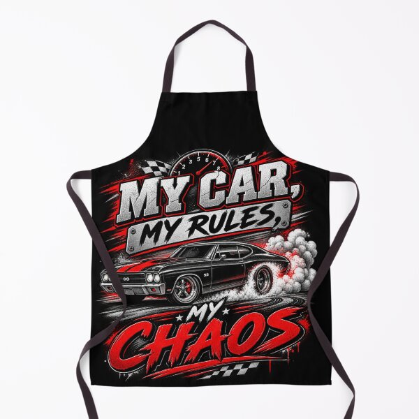 Item preview, My Car My Rules My Chaos - Muscle Car Burnout Racing T-Shirt Design designed and sold by Haque Designs.