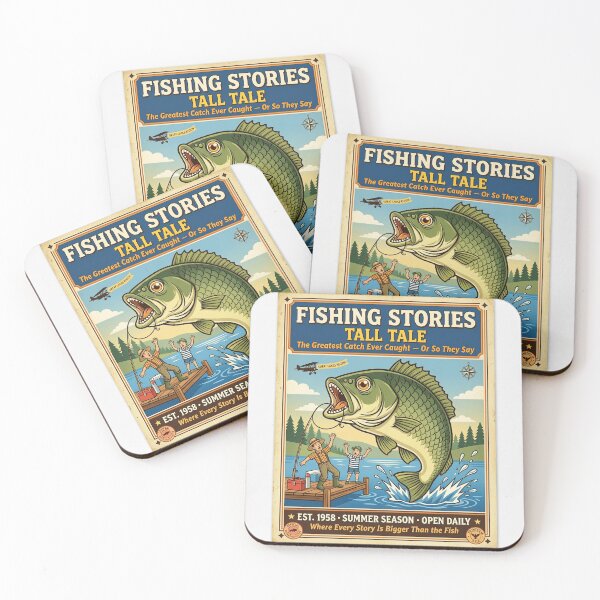 Item preview, Fishing Stories Tall Tale Vintage Poster designed and sold by DIUMERI.