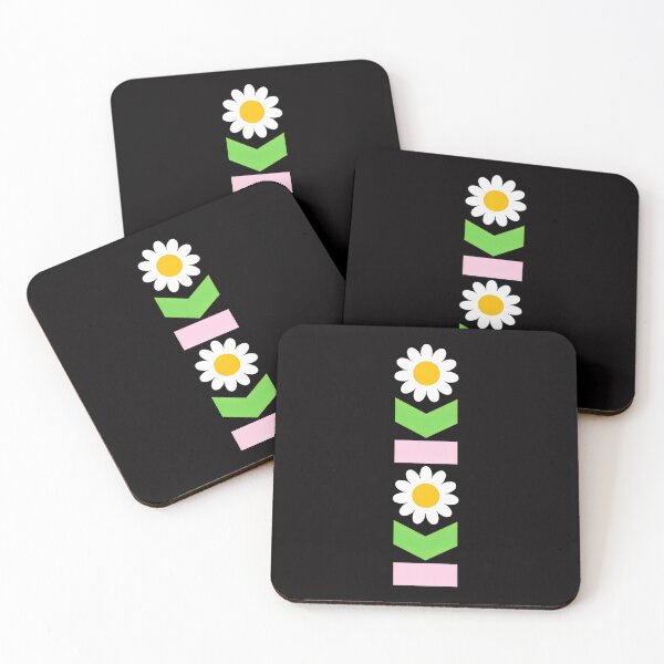 Item preview, Stacked Daisy Flowers Green Leaves Pink Rectangles designed and sold by mafia2020.
