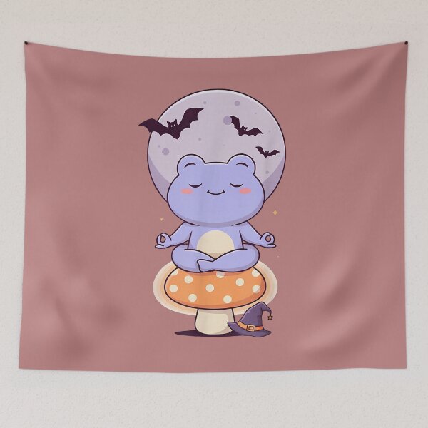 Item preview, Cute Meditating Frog on Mushroom Moon Halloween designed and sold by VioletNance.