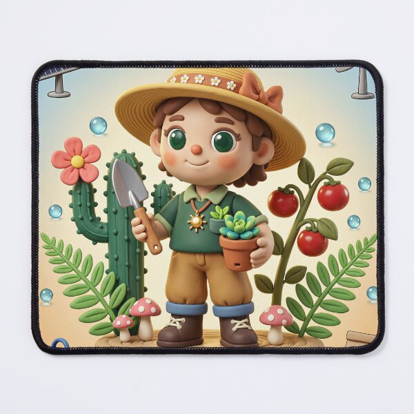 Item preview, Solarpunk Gardener 3D Claymorphism Art designed and sold by DIUMERI.