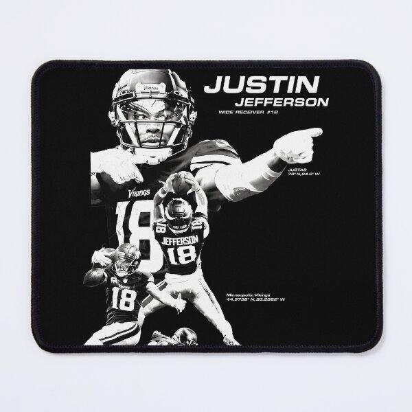 Item preview, Justin Jefferson Minnesota Football WR 18 Black White Tribute Graphic designed and sold by LuisSalaz36097.