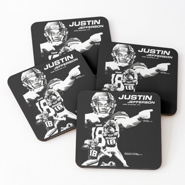 Artikelvorschau, Justin Jefferson Minnesota Football WR 18 Schwarz-Weiß-Tributgrafik entworfen und verkauft von LuisSalaz36097.