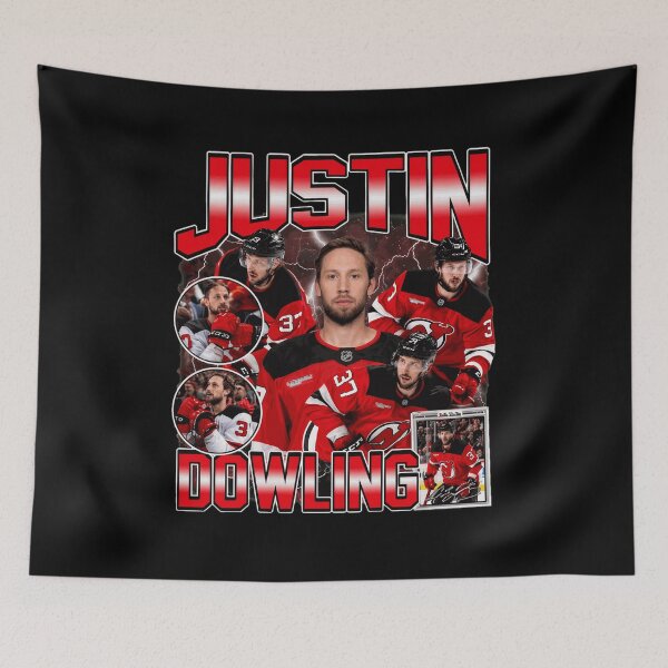 Item preview, Justin Dowling New Jersey Hockey Retro Red Black Player Collage designed and sold by DanielHol80469.