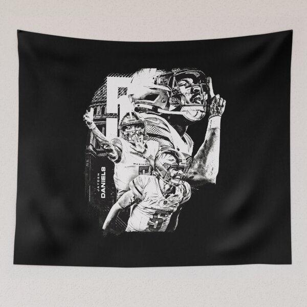 Item preview, Jayden Daniels Black White Football Player Grunge Tribute Graphic designed and sold by TracyPatt23175.