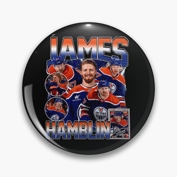 Item preview, James Hamblin Edmonton Hockey Vintage Orange Blue Player Collage designed and sold by LarryWill15851.