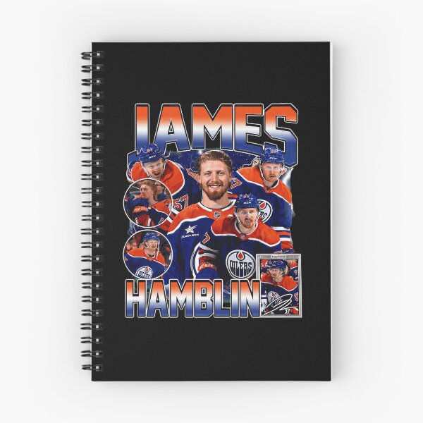 Item preview, James Hamblin Edmonton Hockey Vintage Orange Blue Player Collage designed and sold by LarryWill15851.