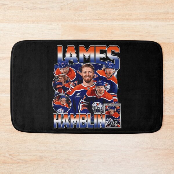 Item preview, James Hamblin Edmonton Hockey Vintage Orange Blue Player Collage designed and sold by LarryWill15851.