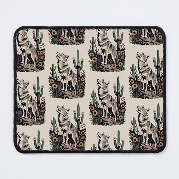 Item preview, Howling Coyote in the Desert Folk Art Illustration designed and sold by NuvoraNest.