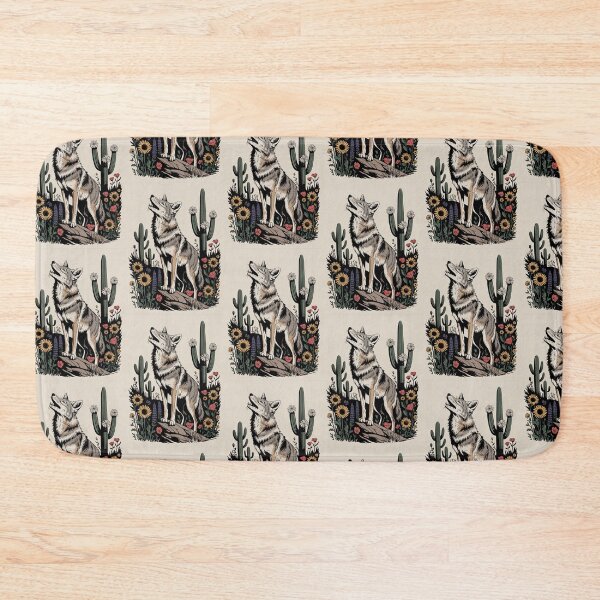 Item preview, Howling Coyote in the Desert Folk Art Illustration designed and sold by NuvoraNest.