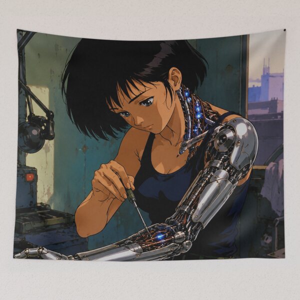 Item preview, Retro Anime Cyborg Girl Repair designed and sold by bapupa.
