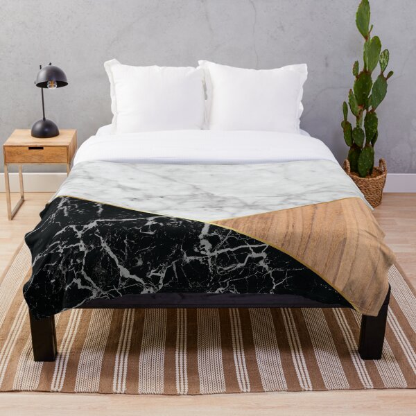 Item preview, Geometric White Marble - Black Granite & Wood #711 designed and sold by Natural Collective.