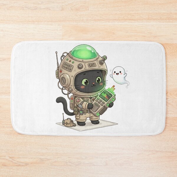 Item preview, Ghost Hunter Cat Funny Cute Paranormal EMF Detector Halloween designed and sold by KreatoLab.