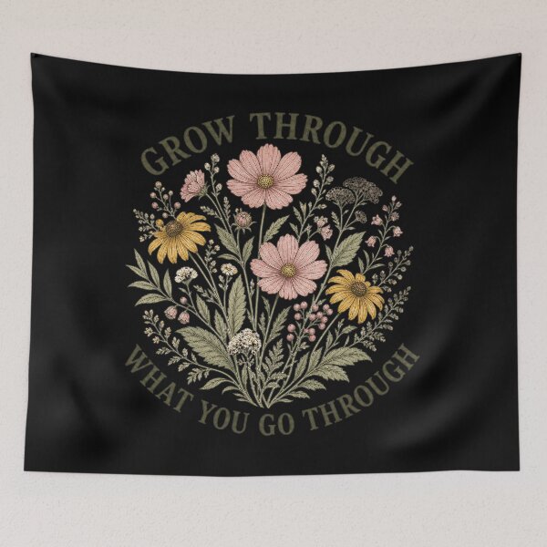 Item preview, Grow Through What You Go Through Floral Wreath  designed and sold by MOCH- ART.