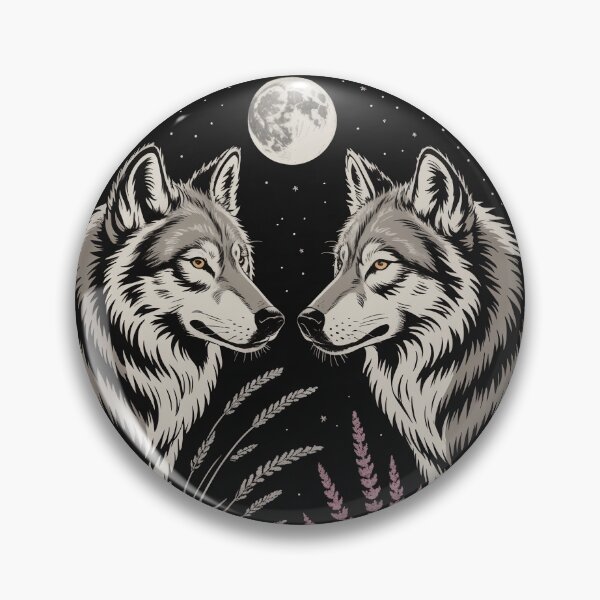 Item preview, Mirrored Wolves Under Full Moon Illustration designed and sold by NuvoraNest.